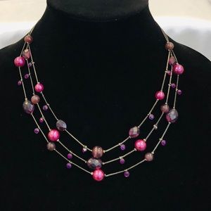 Pink and Purple Beads with Crystal Accents